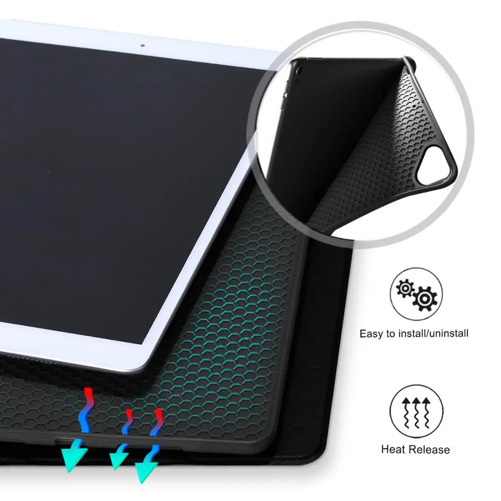 

Case for New Apple iPad 10.2 2019 tablet cover for Apple iPad 7th Generation Soft TPU Tablet Cover with pencil holder funda+film