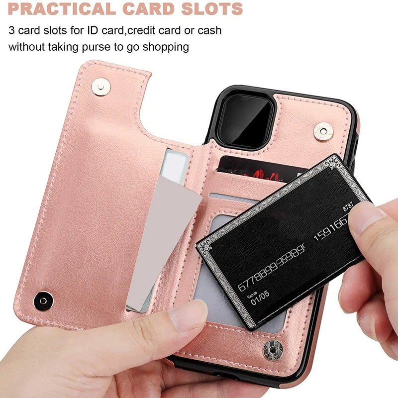 

for iPhone 11 Wallet Case with Card Holder,PU,Double Magnetic Clasp