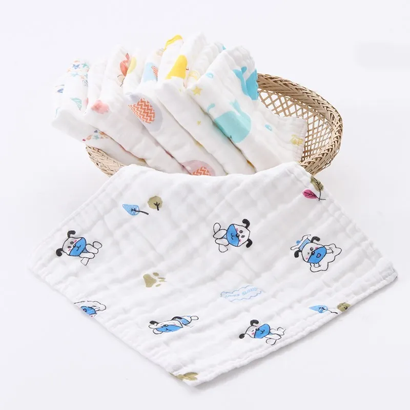 5Pcs/Set Gauze Square 25*25CM Cartoon Print Baby Towel Set Kid's Face Mini Stuffs Children's Supplies | Мать и ребенок