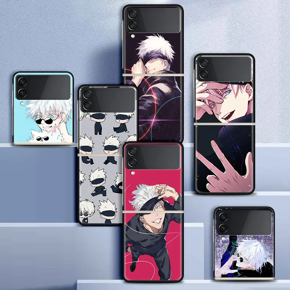 

Fold Case for Samsung Z Flip 3 Shell for Galaxy Z Flip3 Hard Capa For ZFlip 3 Silicone Phone Cover Jujutsu Kaisen Gojo Satoru