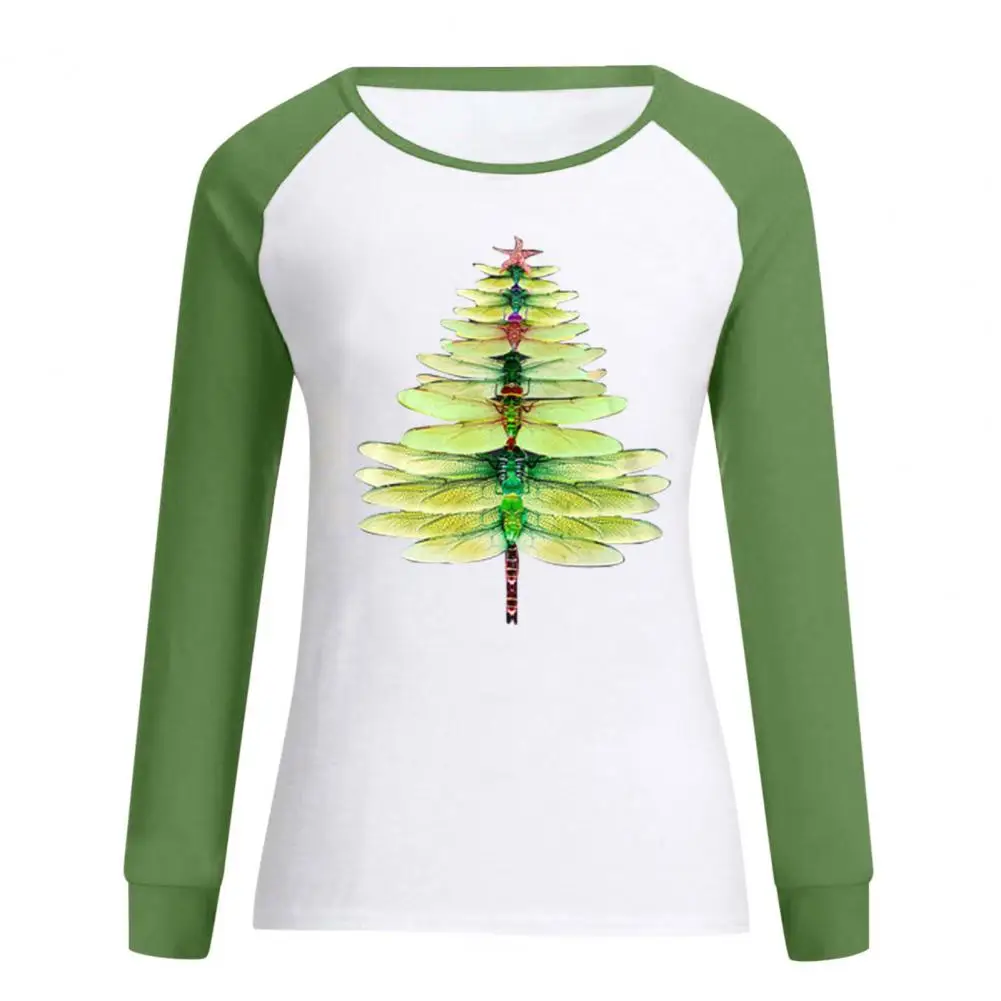 

Blouse Women Fashion Polyester Long Sleeve Round Neck Color Matching Printing Loose Blouse Top Women Clothing ropa de mujer 2021