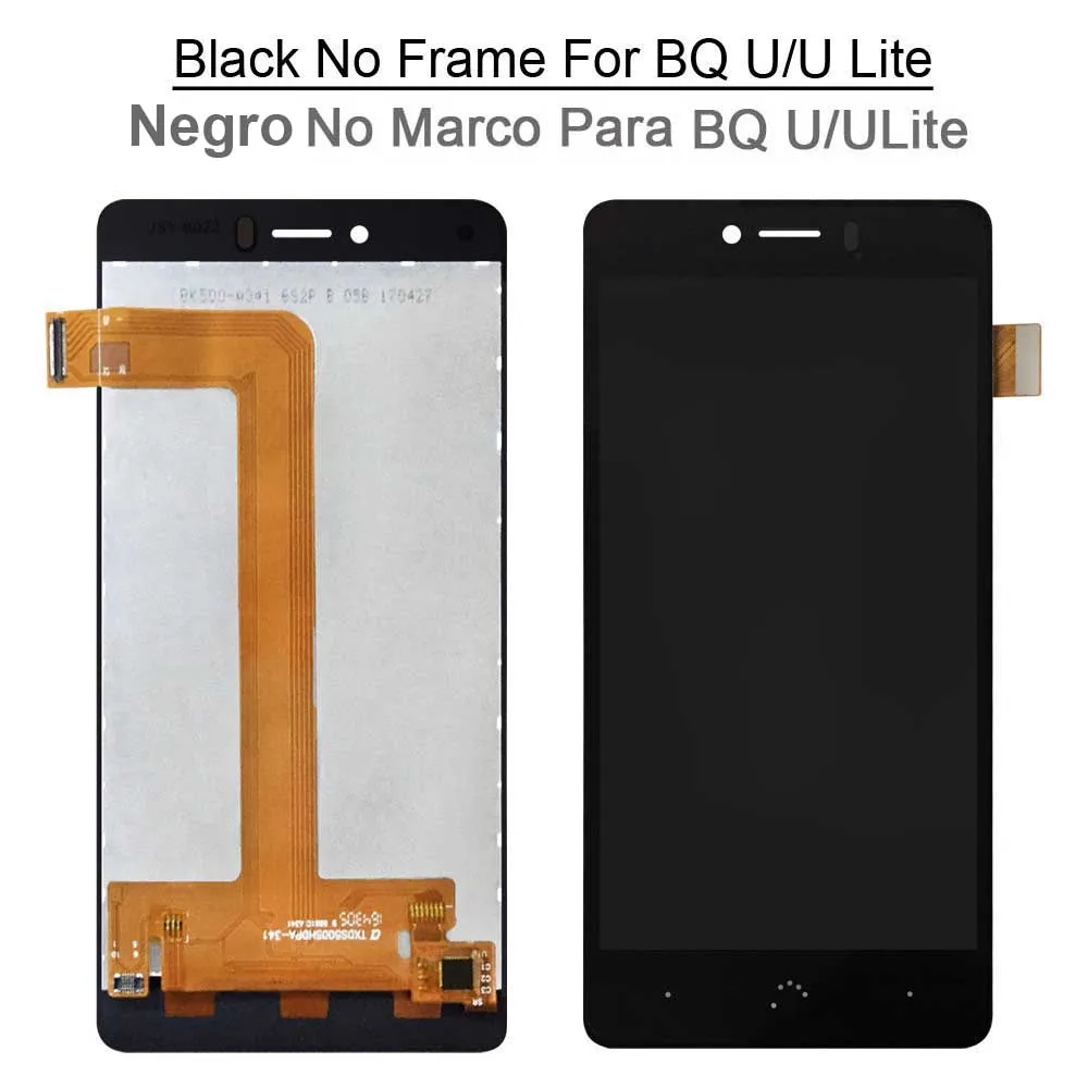 Black U-ULiteNoFrame Протестирован для BQ Aquaris U plus/U lite ЖК-дисплей+ кодирующий преобразователь сенсорного экрана в сборе для BQ U lcd Pantalla Tactil Con Marco - Цвет: Black U-ULiteNoFrame