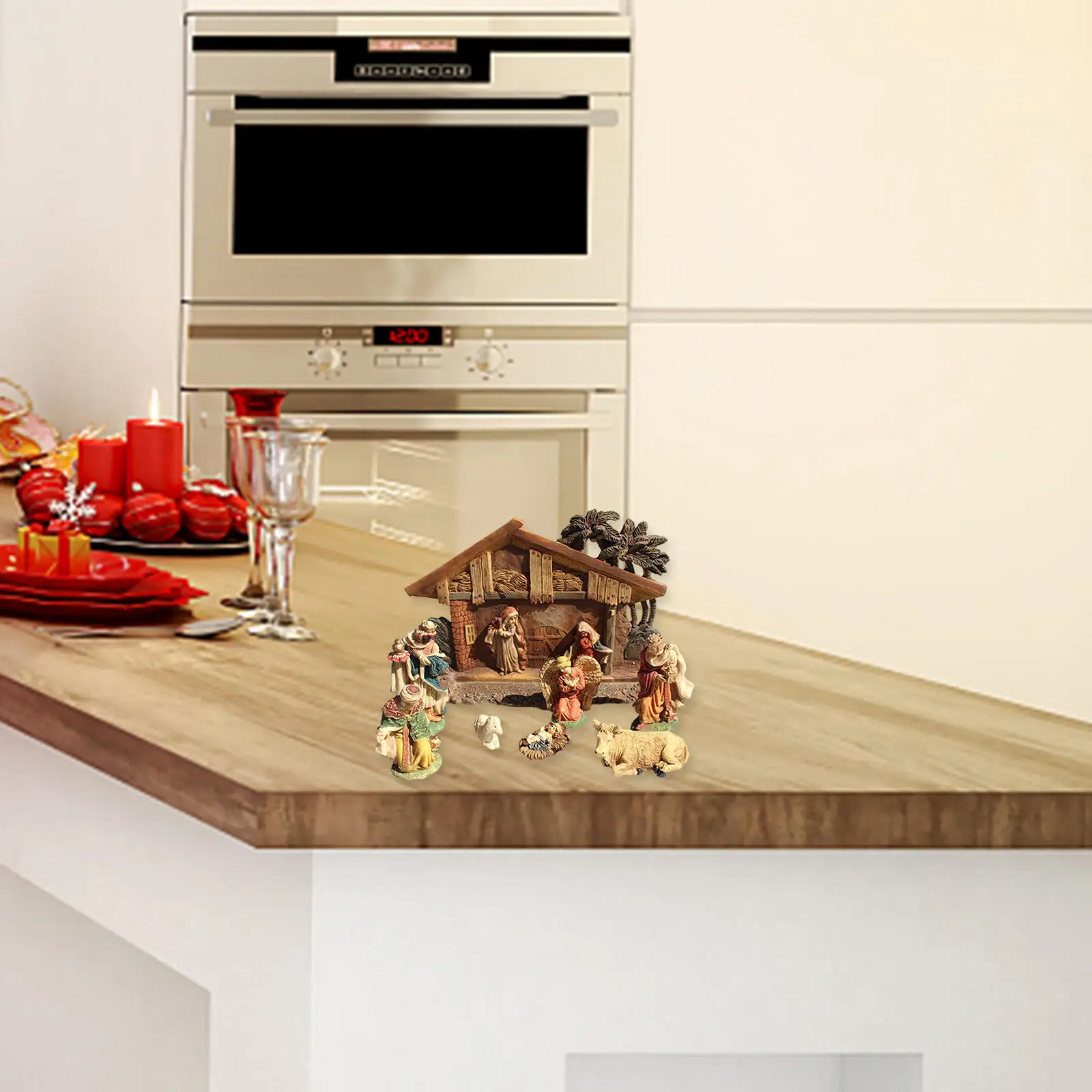 

Статуэтка из смолы, Расписанная вручную на тему Рождества, пасхальный Христово, набор для украшения столешницы с изображением дня рождения ...