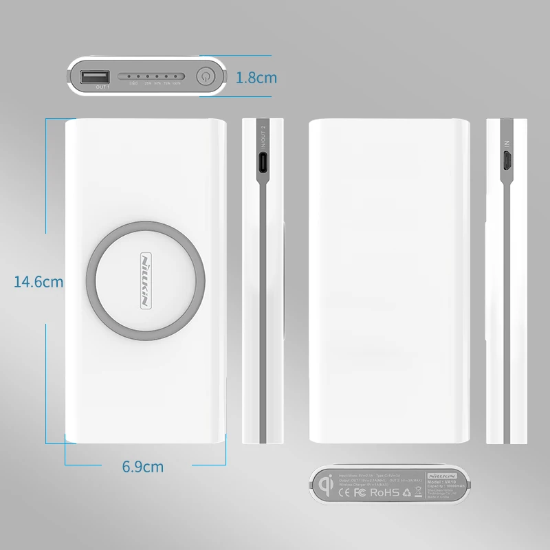 DDKSPARK power Bank 10000 мАч Nillkin 2 в 1 Qi беспроводной банк питания для iPhone X/8 для samsung S9 S8 для Mi 9