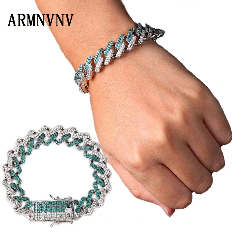 Модный 14 мм браслет с кубинскими звеньями тональный микро проложить кубический