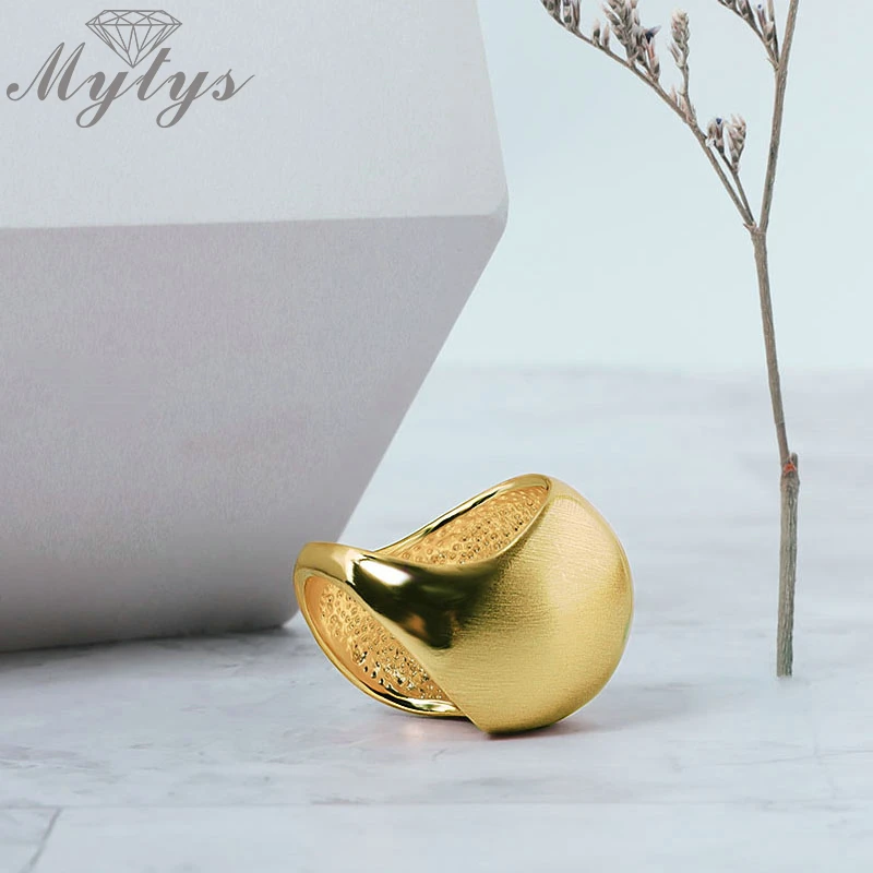 Mytys Новое большое массивное кольцо модное Ювелирное кольцо в форме шара желтое кольцо для женщин R869