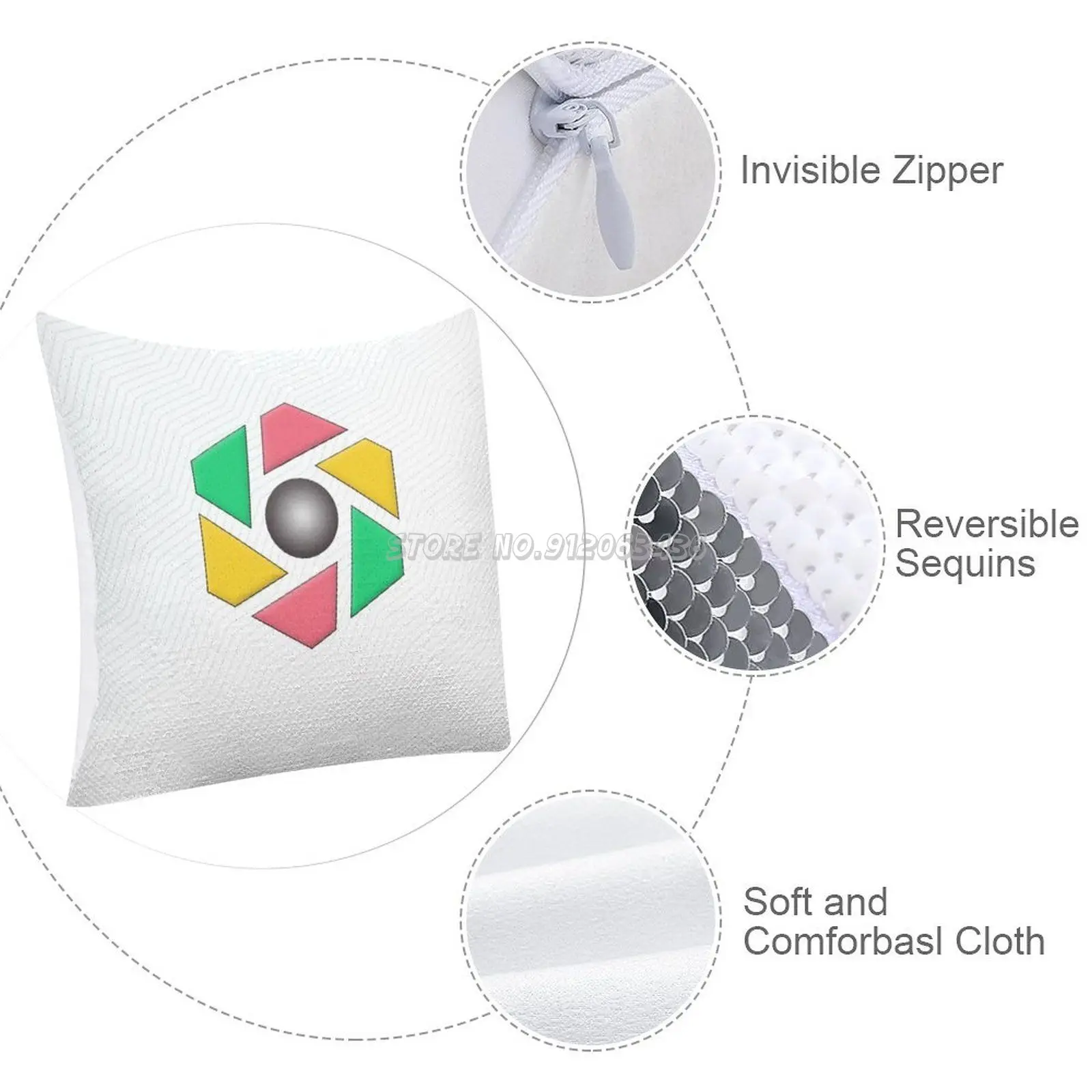 Наволочка с блестками для дивана 40 х40 см | Дом и сад