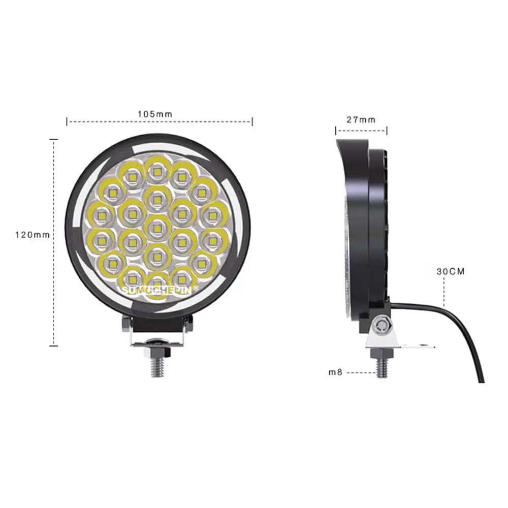 

1Pc 21LED Bar Off Road Headlights Angel Eyes Work Lights For Tractors Spotlight For ATV UTV Truck Tractor Colorful Light