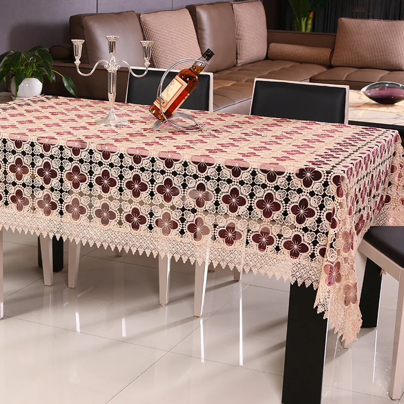 

New pastoral glass yarn hollow water-soluble household goods table tea table table cloth lace embroidered table cloth flag