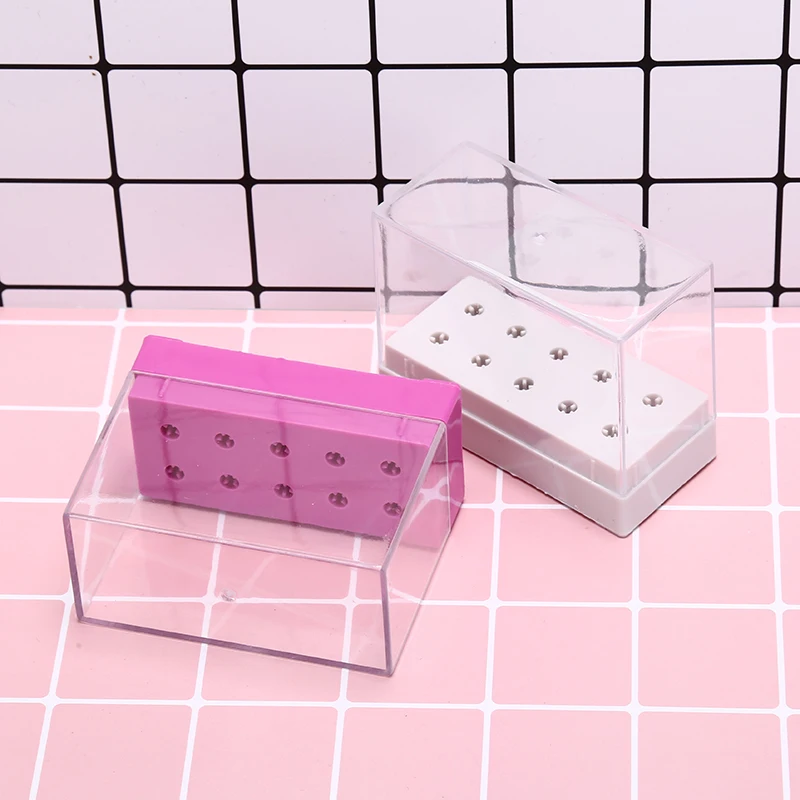 10 отверстий Держатель для фрез ногтей органайзер маникюра коробка хранения