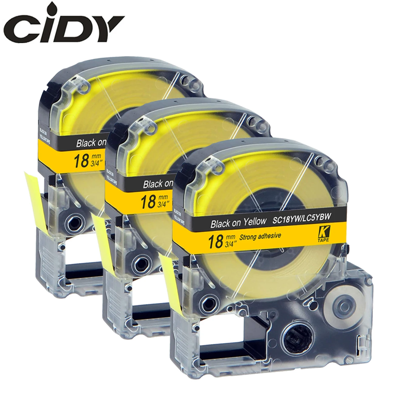 CIDY 3 шт. SC18YW/LC5YBW LC 5YBW9 18 мм черная на желтой ленте для этикеток Epson machine LW700 LW400 LW800