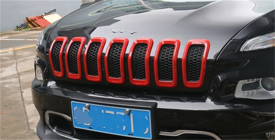 Yimaautotrims Передняя решетка гриль рамка Крышка отделка 7 шт. подходит для Jeep Cherokee ABS красочно внешний
