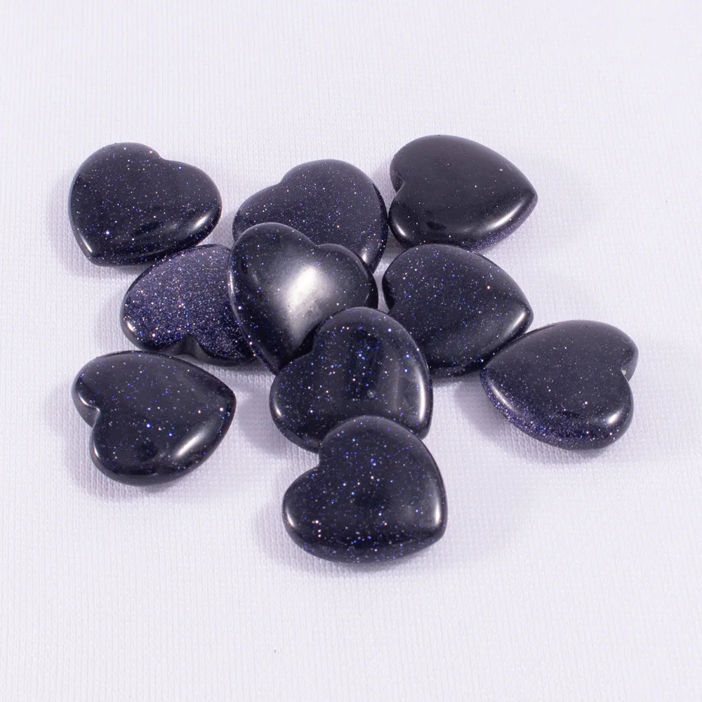 

20mm Natural Crystal Bluesand Stone Heart Shape Yoga Healing Decoration Natural Stone Jewelry Accessories 10pcs