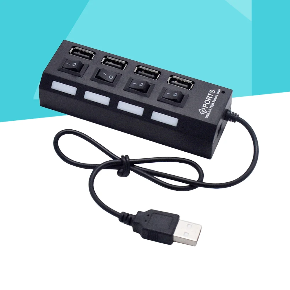 

Usb-хаб 4 розетки, независимый переключатель USB 2,0, делитель (черный)