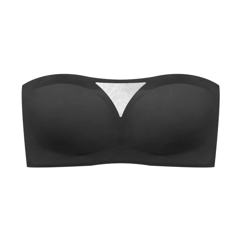 

Japanese half cup strapless strapless one-piece traceless bra for ladies. Invisible bunched non-slip bra