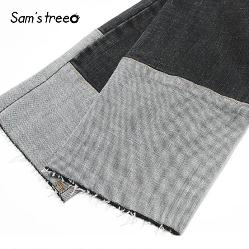 SAM'S TREE/черные однотонные Цветные Лоскутные джинсы с высокой талией для женщин, осень, эластичные повседневные офисные женские обтягивающие брюки