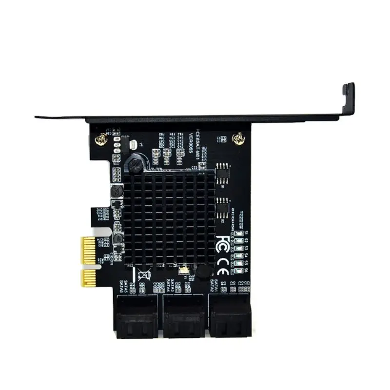 

Black 6 Ports SATA 3.0 to PCIe Expansion Card PCI Express SATA Adapter SATA 3 Converter with Heat Sink for hdD Computer