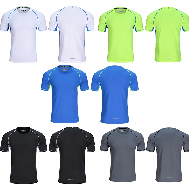 Белая мужская футболка для бега с коротким рукавом и круглым вырезом|Футболки