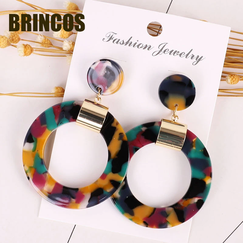 14 Версия handmadeCC сережки blueearringsblueearrings акриловые серьги женские орнаменты богемные золотые осыпающиеся ретро звезды корейские - Окраска металла: 14
