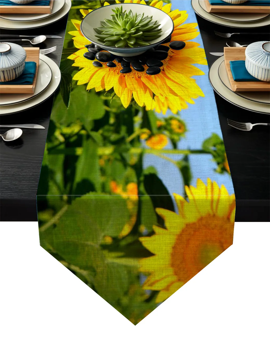 Современная настольная дорожка с подсолнухом тканевый столовый прибор для