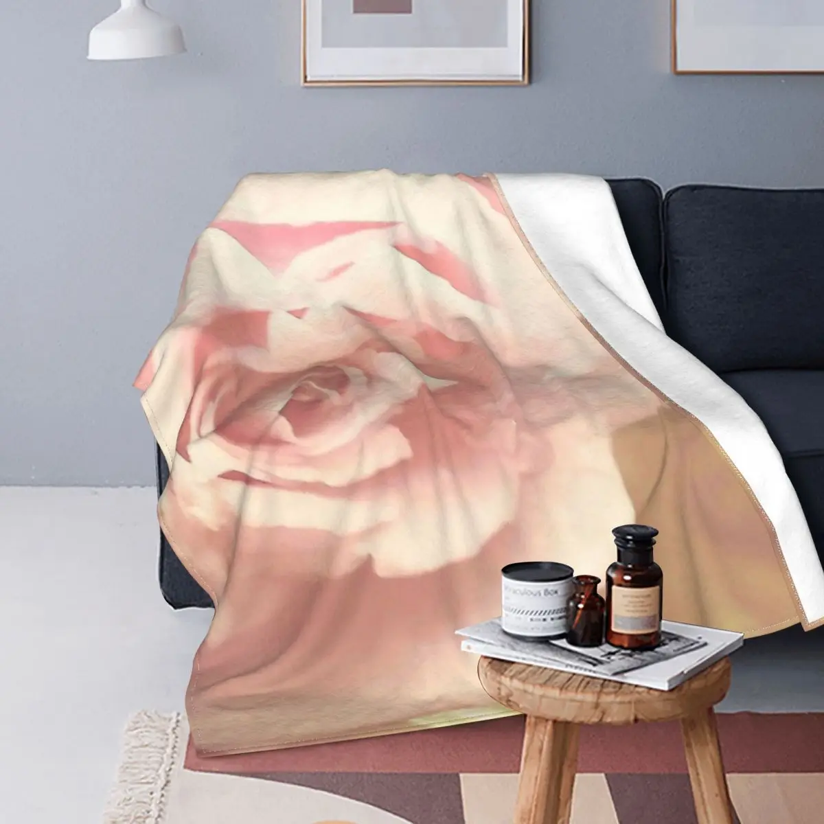 

Manta Serene Rose, para cama colcha, alfombra a cuadros, colcha de lana de 90, mantas para bebé