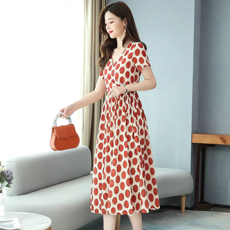 Женское платье с принтом лето 2020 новинка в горошек большой размер темперамент