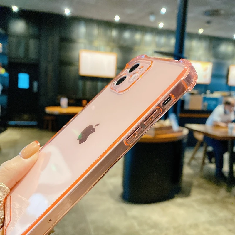 Soft Transparent Candy Color Phone Case For iPhone 14 13 11 12 Pro Max Mini XS X XR Max 7 8 Plus SE Shockproof Bumper Back Cover