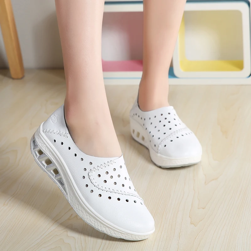 Height Increasing Women Platform Shoes Hollow Sport Shoes Breathable Anti-slip Wedge Sneakers Jumping Walking Shoes