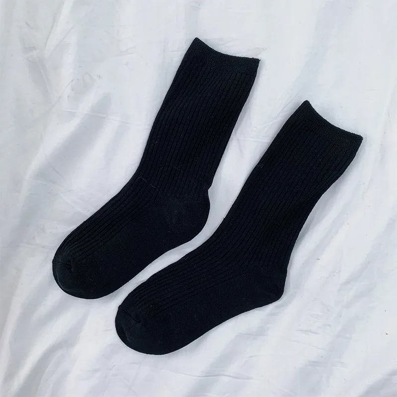 black SP&CITY, корейские, мерсеризованные, одноцветные носки, женские, цветные, короткие носки, лаконичные, вязаные, хлопковые, женские носки, Harajuku Meias, осенние носки - Цвет: black