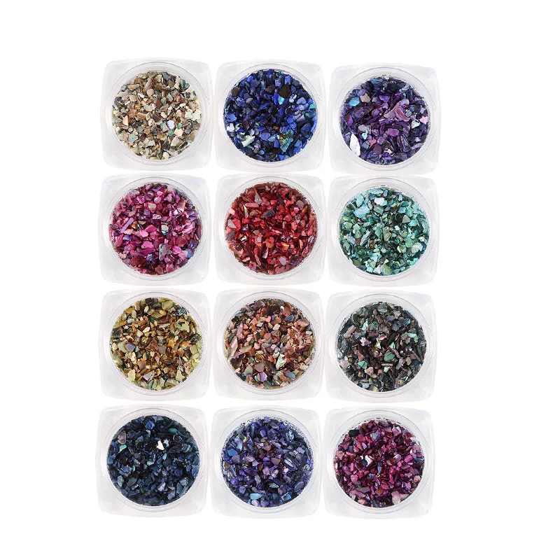 

1box High Quality New Fashion Irregular Shell Thin Fragments Nail Decorations DIY Nail Art Accessories 12 Colors Optional