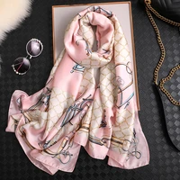 luxury brand designer silk scarf women 2020 new spring summer shawls and wraps soft long pashmina foulard bandana ladies scarves
