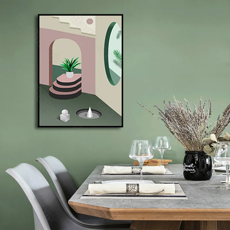 

Decorative Painting Morandi Color System Geometric Niche Living Room Abstract Painting Sofa Background Wall Hanging Painting