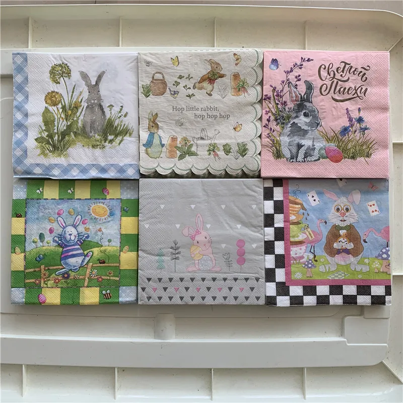 

Cute napkins paper elegant tissue rabbit flower arts for decoupage wedding birthday party beautiful decor handkerchief towel
