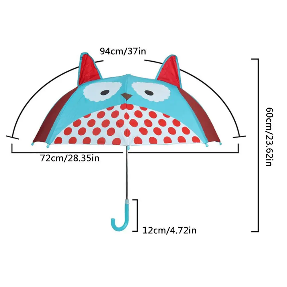 Милый мультяшный детский автоматический зонтик анимация с длинной ручкой 3D для