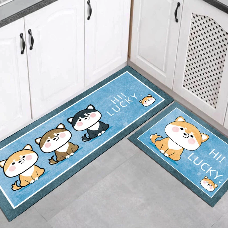 Моющийся нескользящий кухонный ковер с длинными полосками современный