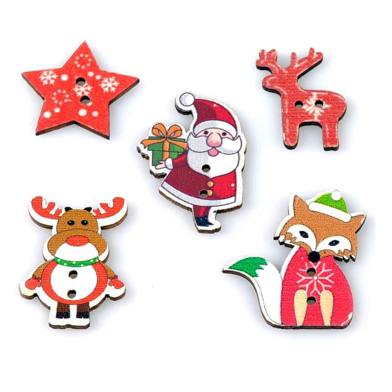 10 шт. веселый новый год милые рождественские деревянные Кнопки Одежда Пальто