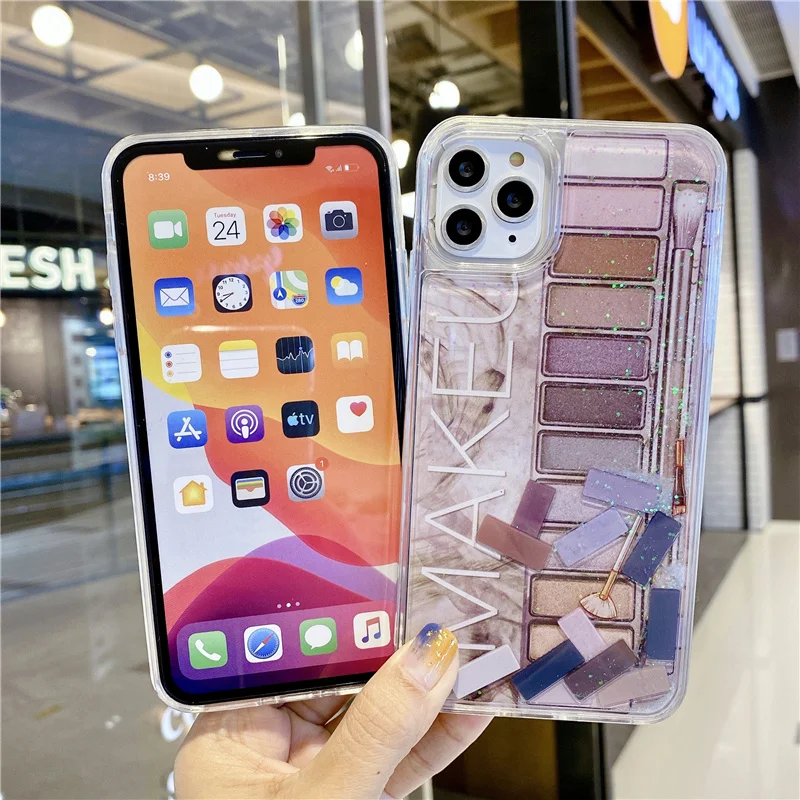 Makeup cosmetic quicksand case for iphone 14 XS Max XR Bling glitter Dynamic liquid hard phone case 13 iphone 11 Pro 7 8 plus 12