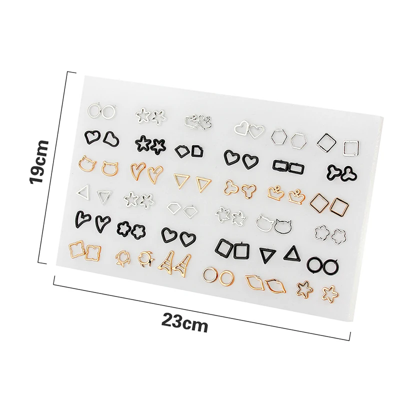 18/36 пара пластиковых сережек-гвоздиков полые геометрические золотые и