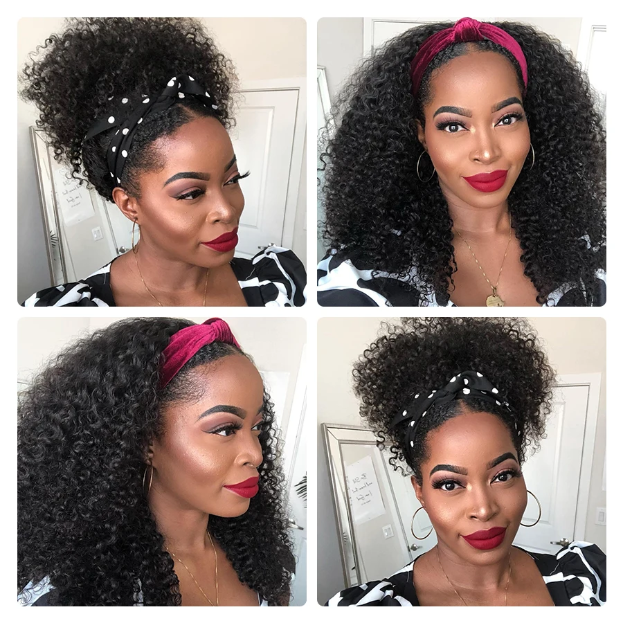 Парик из парик с головной повязкой натуральных кудрявых волос Mslynn бразильский