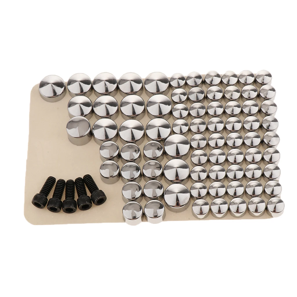 80 Pieces Chrome Bolt Toppers Cap Cover for Harley FLT/FLH Motorcycle Replacement | Care