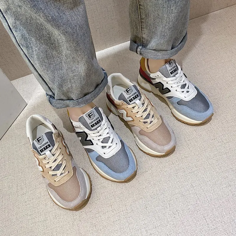 

N-Word Shoes Women's Thick-Soled Increase In 2021 Spring New Waffle Forrest Wild Casual Sports Blue Old Shoes