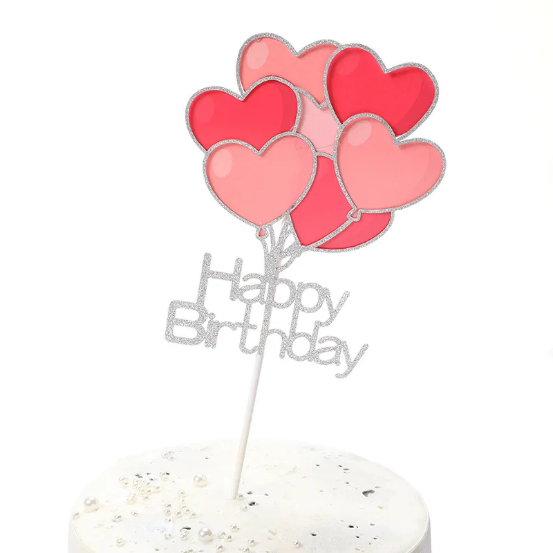 Воздушные шары с днем рождения Топпер для кексов любовь сердце я люблю тебя