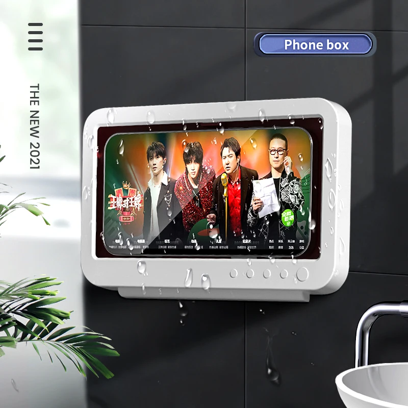 

Водонепроницаемый держатель для телефона в ванную комнату, чехол, настенное крепление, все покрытые рельефные полки, самоклеящиеся аксессу...