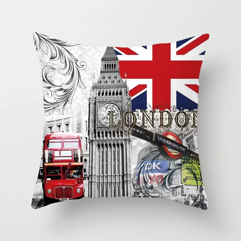 

Famous Countries Scenic Pillow Cover London Bridge Captive Palace Throw Pillows Decor Home Sofa Decorative Pillowcase 45*45cm