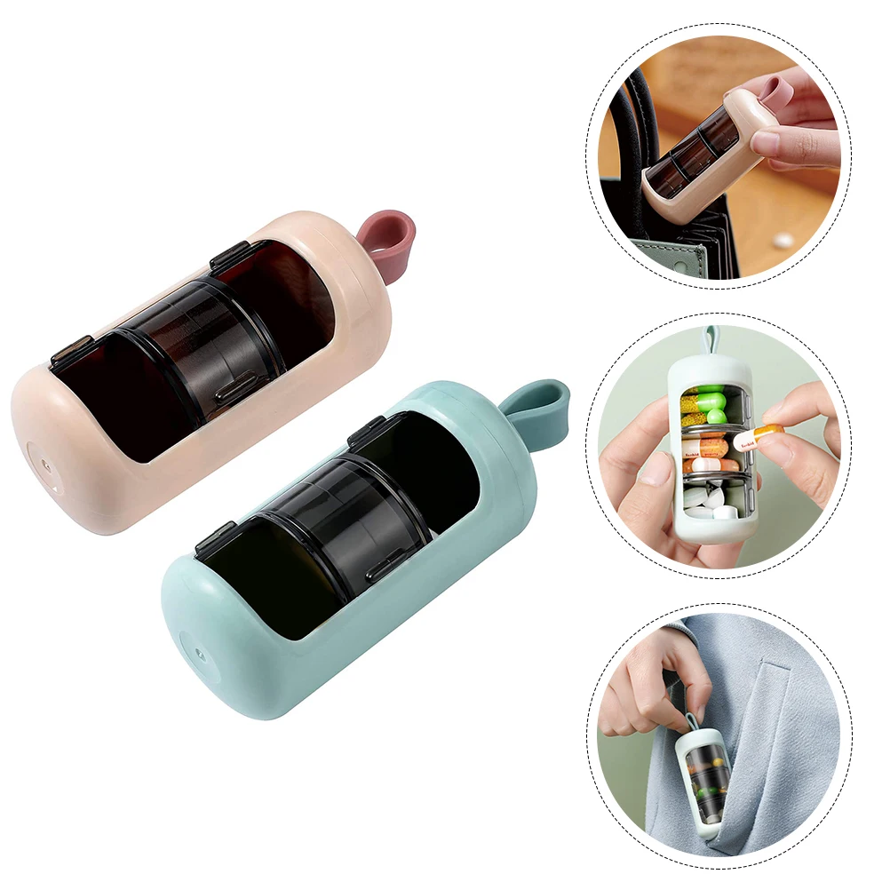 

2Pcs Durable Portable Simple Convenient Pill Storage Boxes Sealed Pill Boxes for Travel