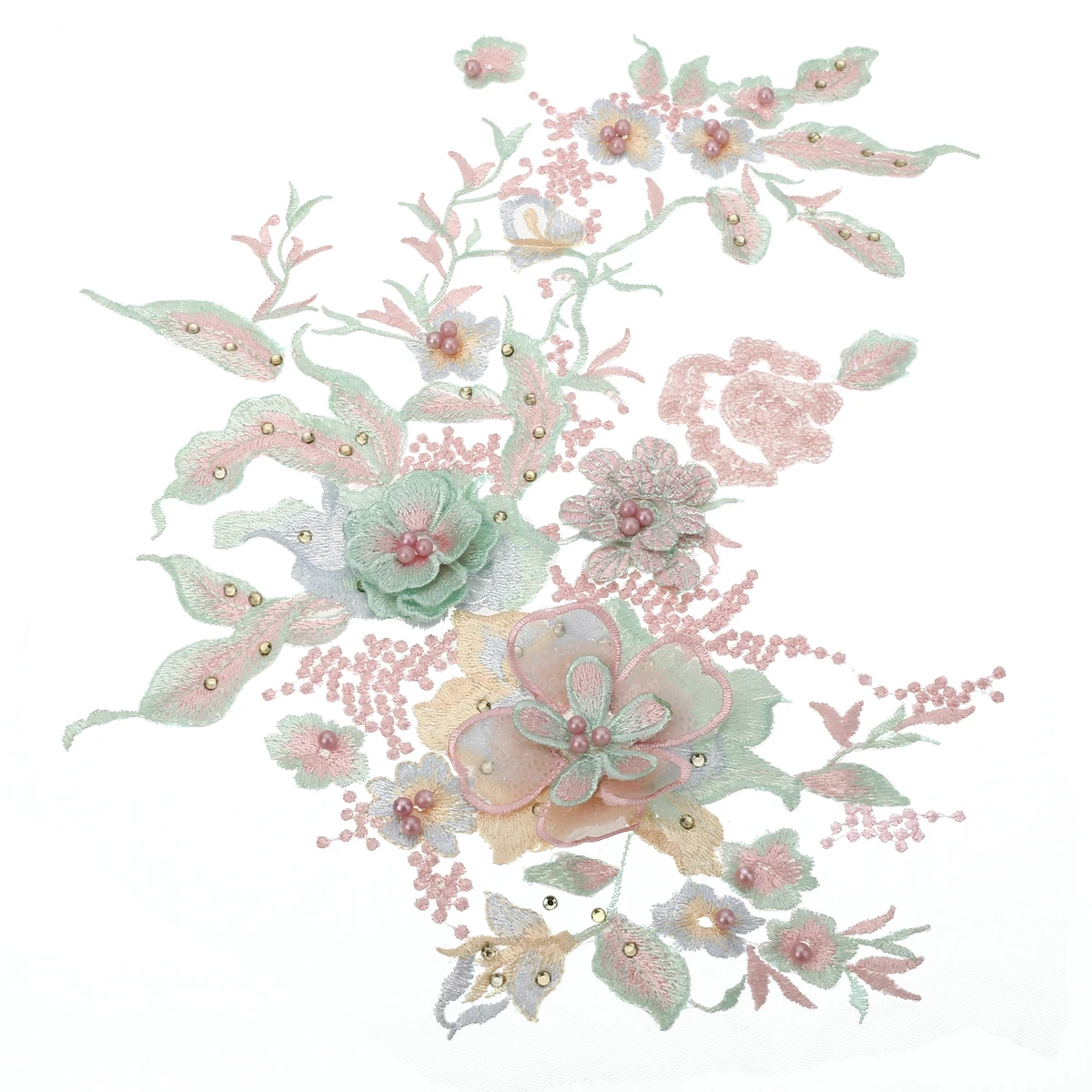 1 шт. 3D Цветочная вышивка аппликация жемчужные бусины Тюль DIY свадебное платье