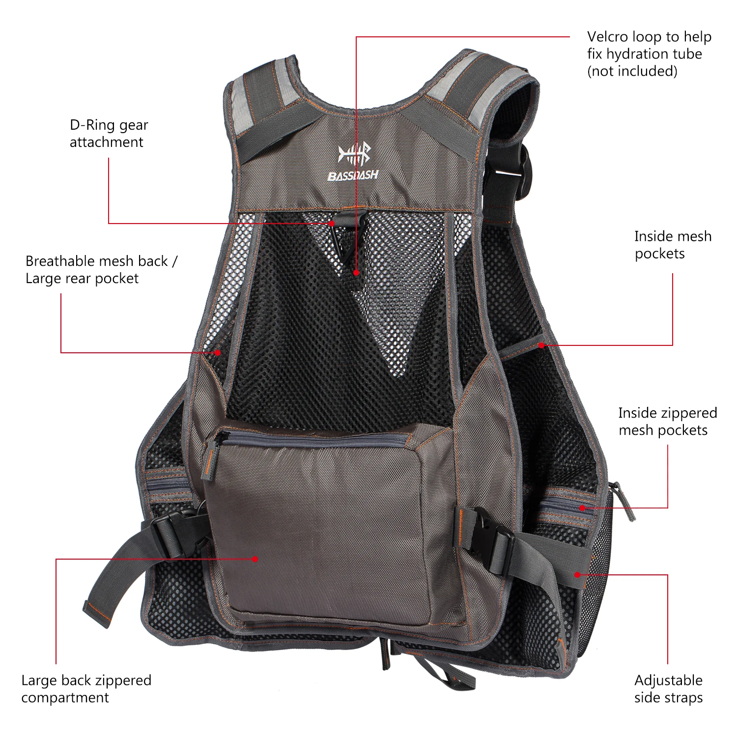 Bassdash рыболовный жилет Регулируемый для спорта на открытом воздухе Fly