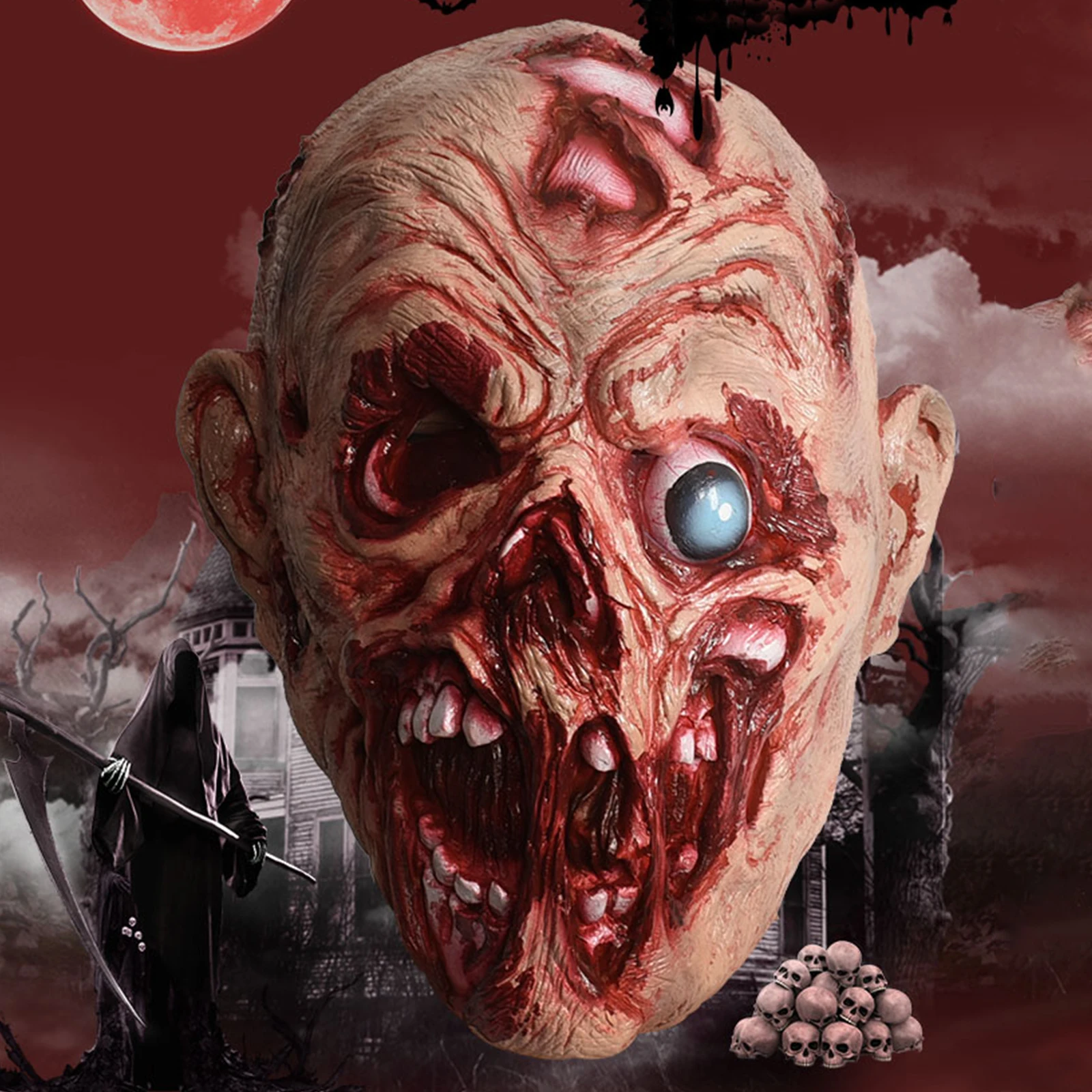 

Halloween Horror Mask Realistic Bloody Zombie Latex Scary Mask Cosplay Props for Teens and Adults 2021 New