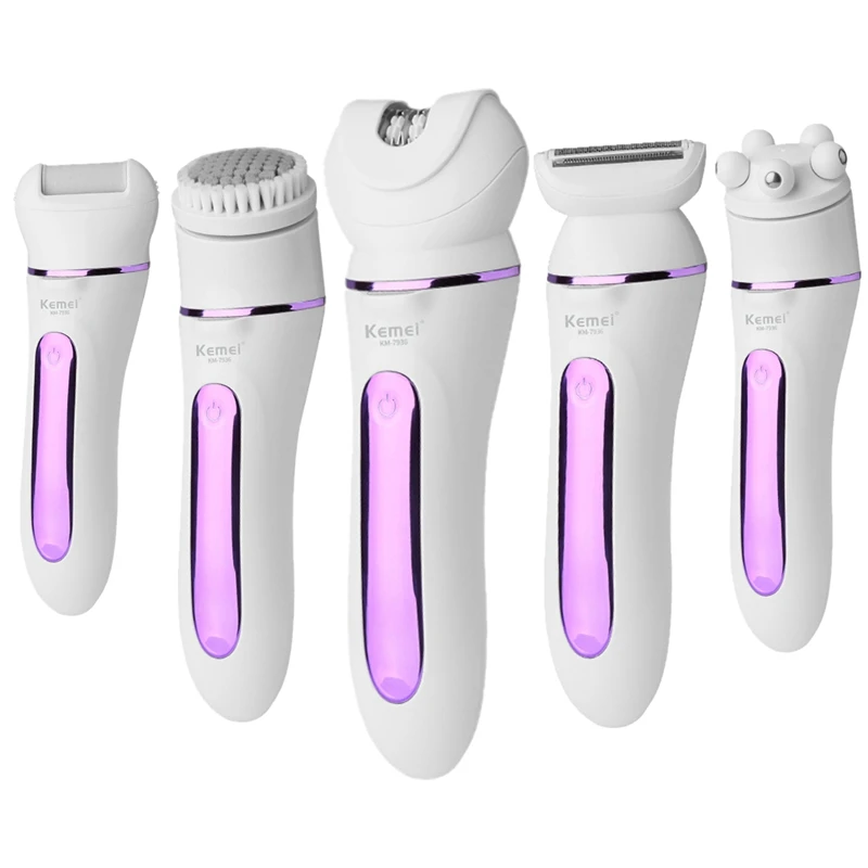 

Original 5in1 waterproof women electric epilator female facial body hair removal tool epilator for face bikini eyebrow leg
