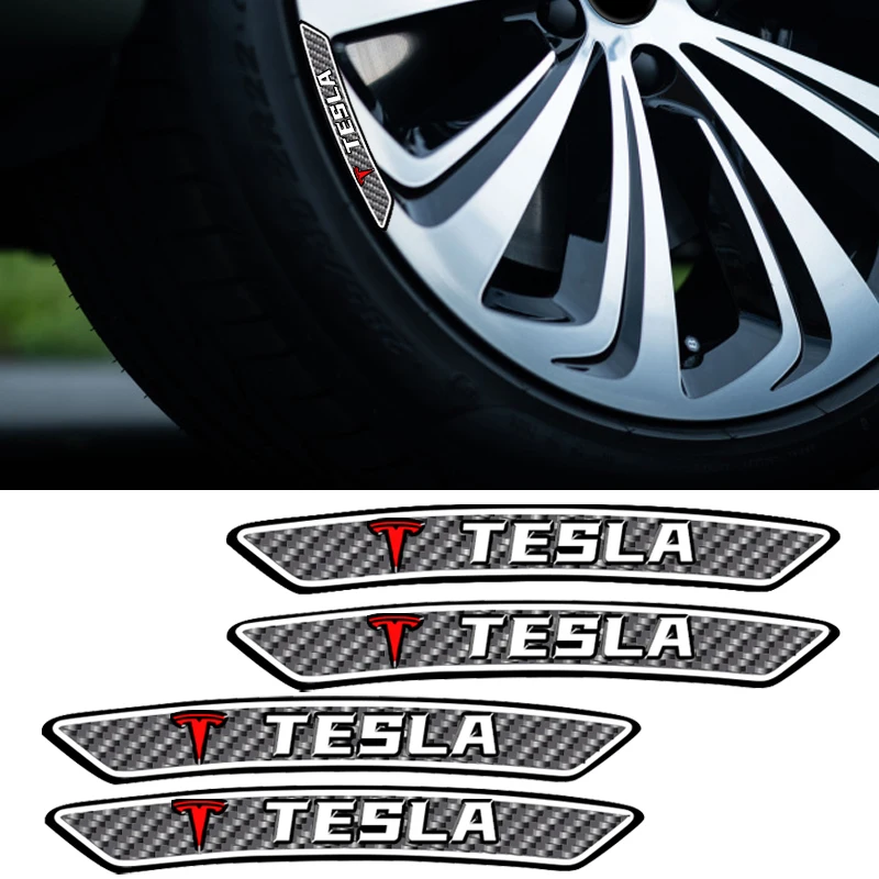 

4pcs Car Logo Wheel Rim Tape Car Styling Stickers Decal for Tesla Model 3 Y 2021 Et Auto Styling Decoration Accessories Products
